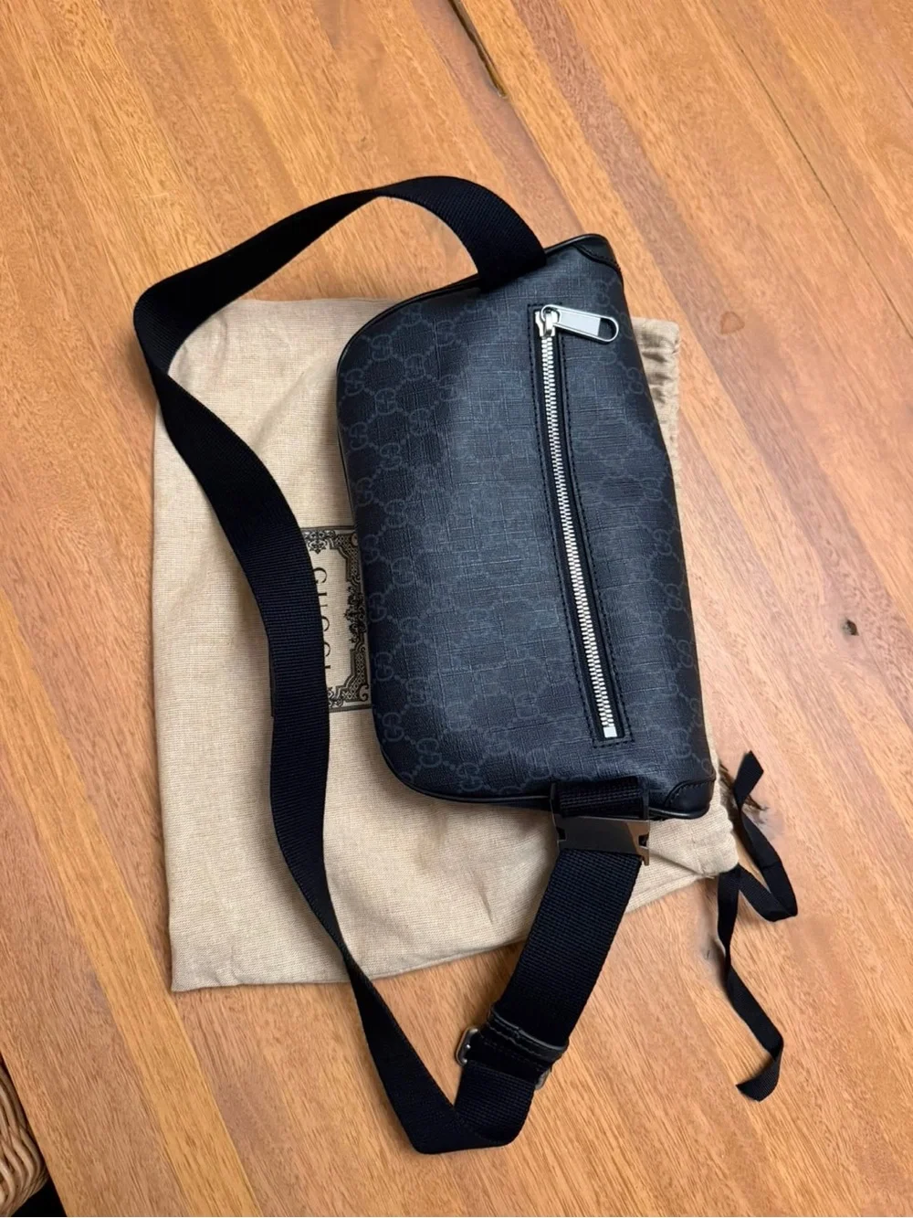 Gucci Black Monogram Belt Bag LIKE NEW
